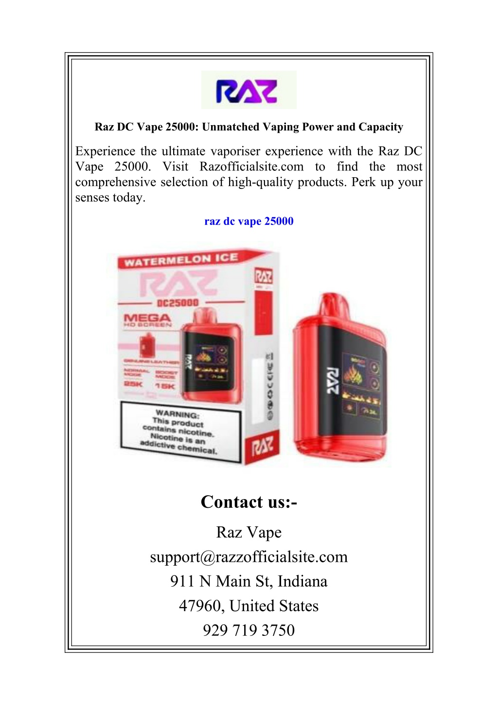 raz dc vape 25000 unmatched vaping power l.w