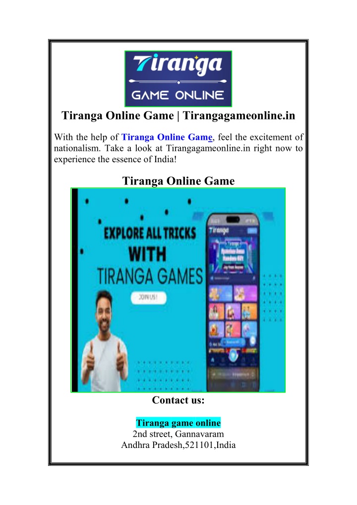 tiranga online game tirangagameonline in n.w