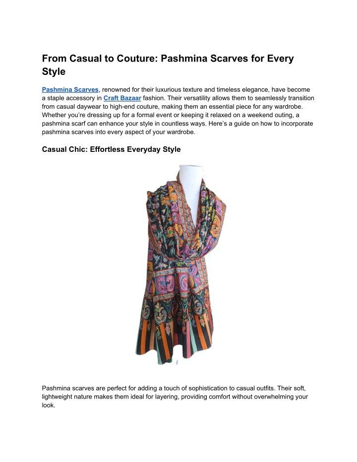 from casual to couture pashmina scarves for every n.w