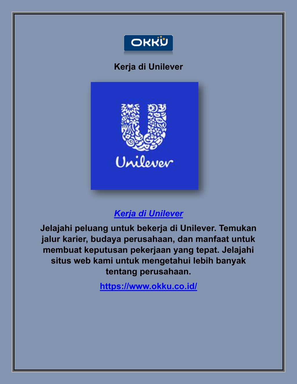 kerja di unilever l.w