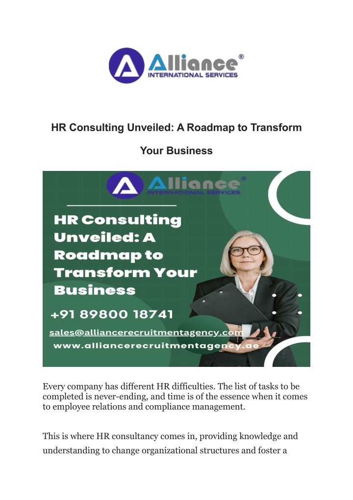 hr consulting unveiled a roadmap to transform n.w