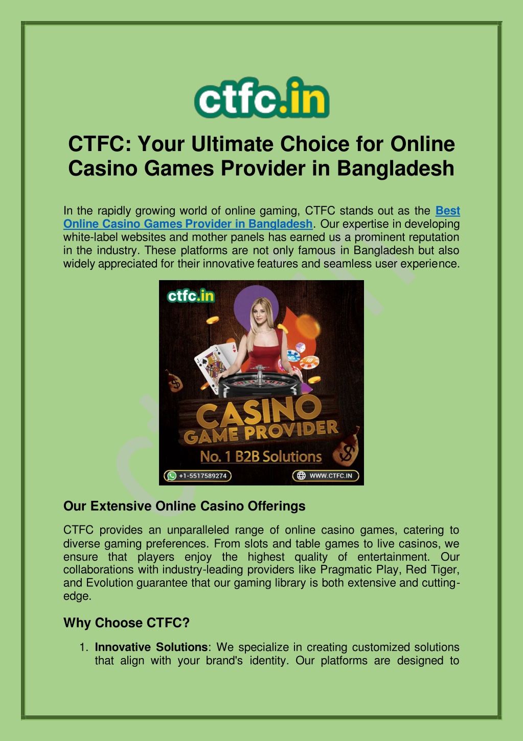 ctfc your ultimate choice for online casino games l.w
