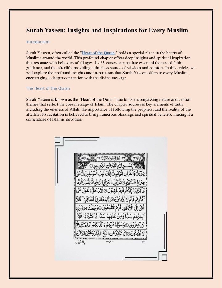 surah yaseen insights and inspirations for every n.w