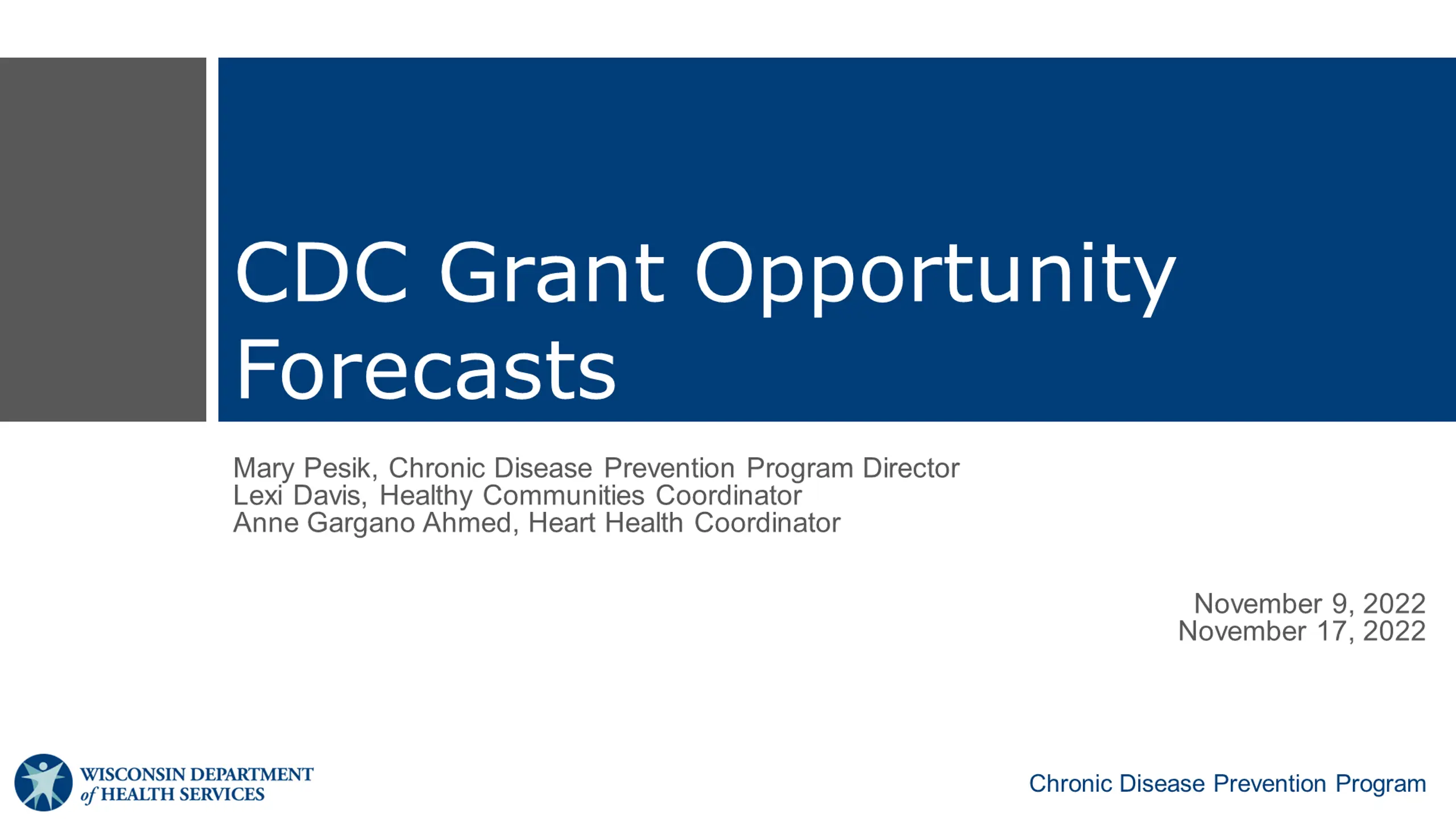 CDC Grant Opportunity Forecasts