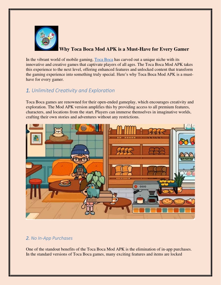 why toca boca mod apk is a must have for every n.w