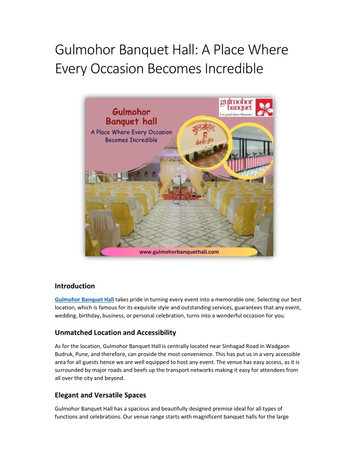 gulmohor banquet hall a place where every n.w