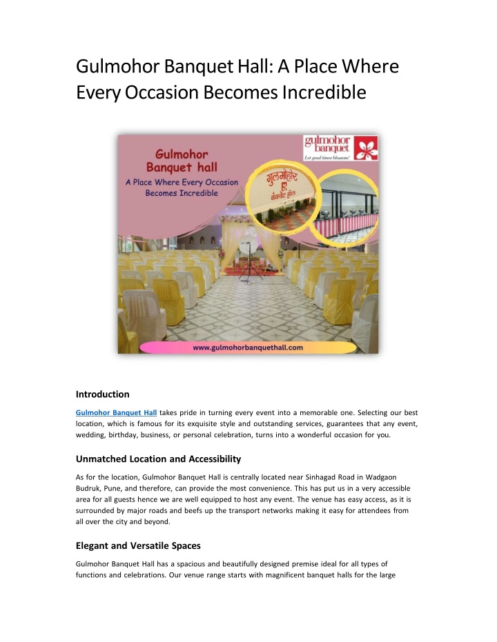Gulmohor Banquet Hall A Place Where Every Occasion Becomes Incredible