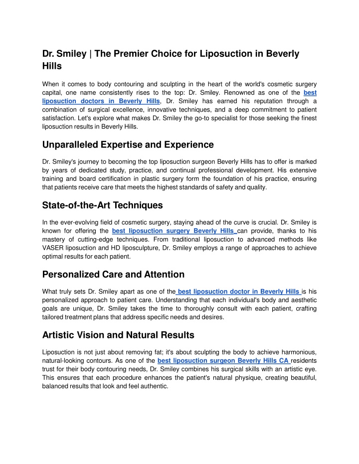 Dr. Smiley _ The Premier Choice for Liposuction in Beverly Hills
