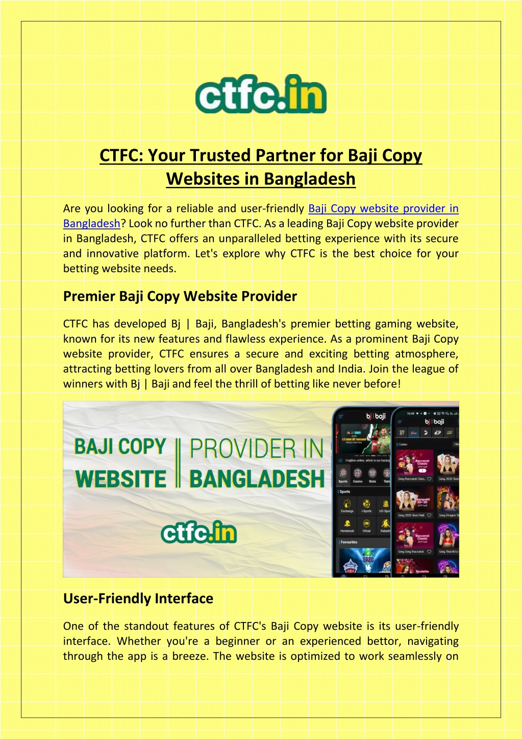 ctfc your trusted partner for baji copy websites l.w