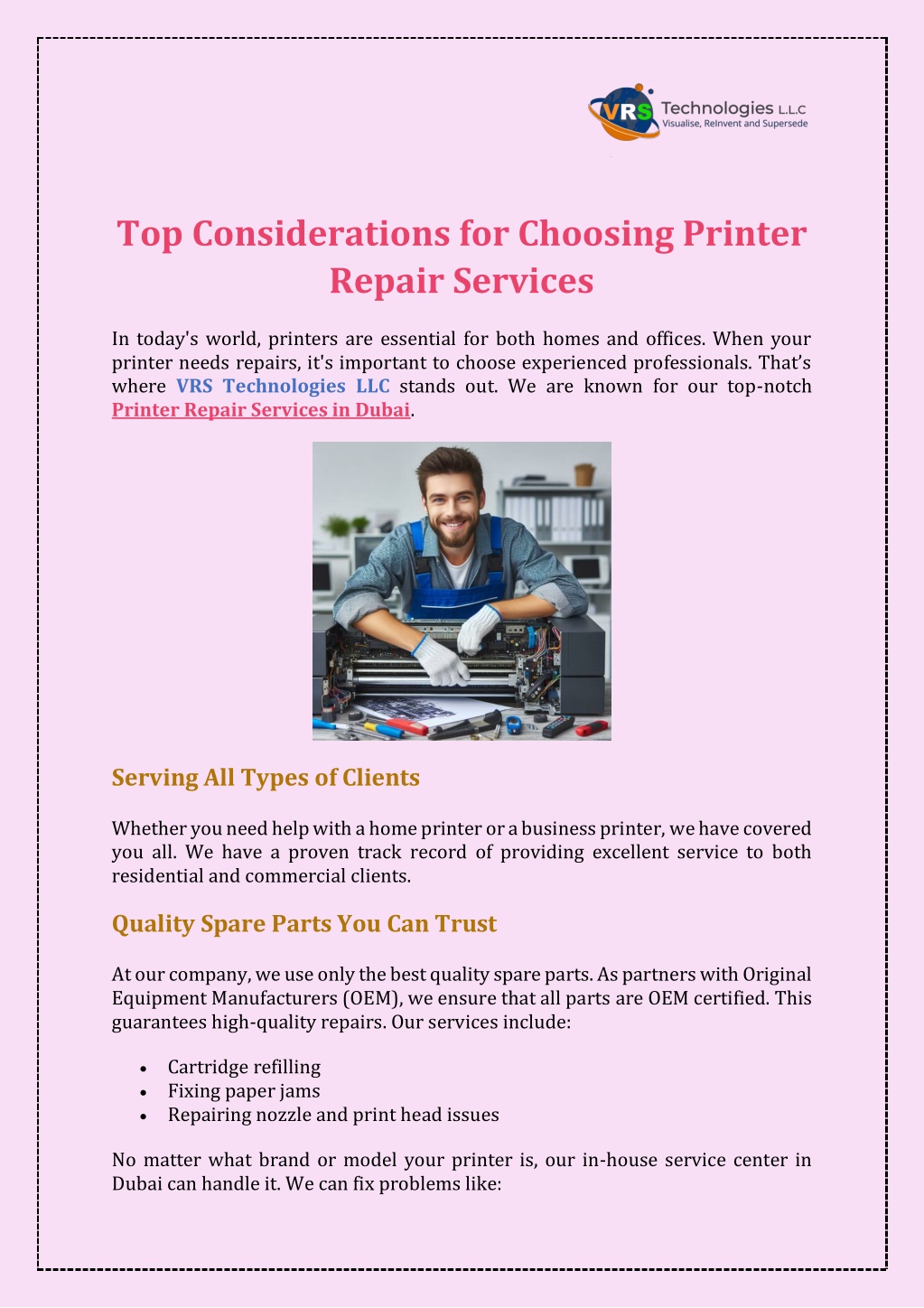 top considerations for choosing printer repair l.w