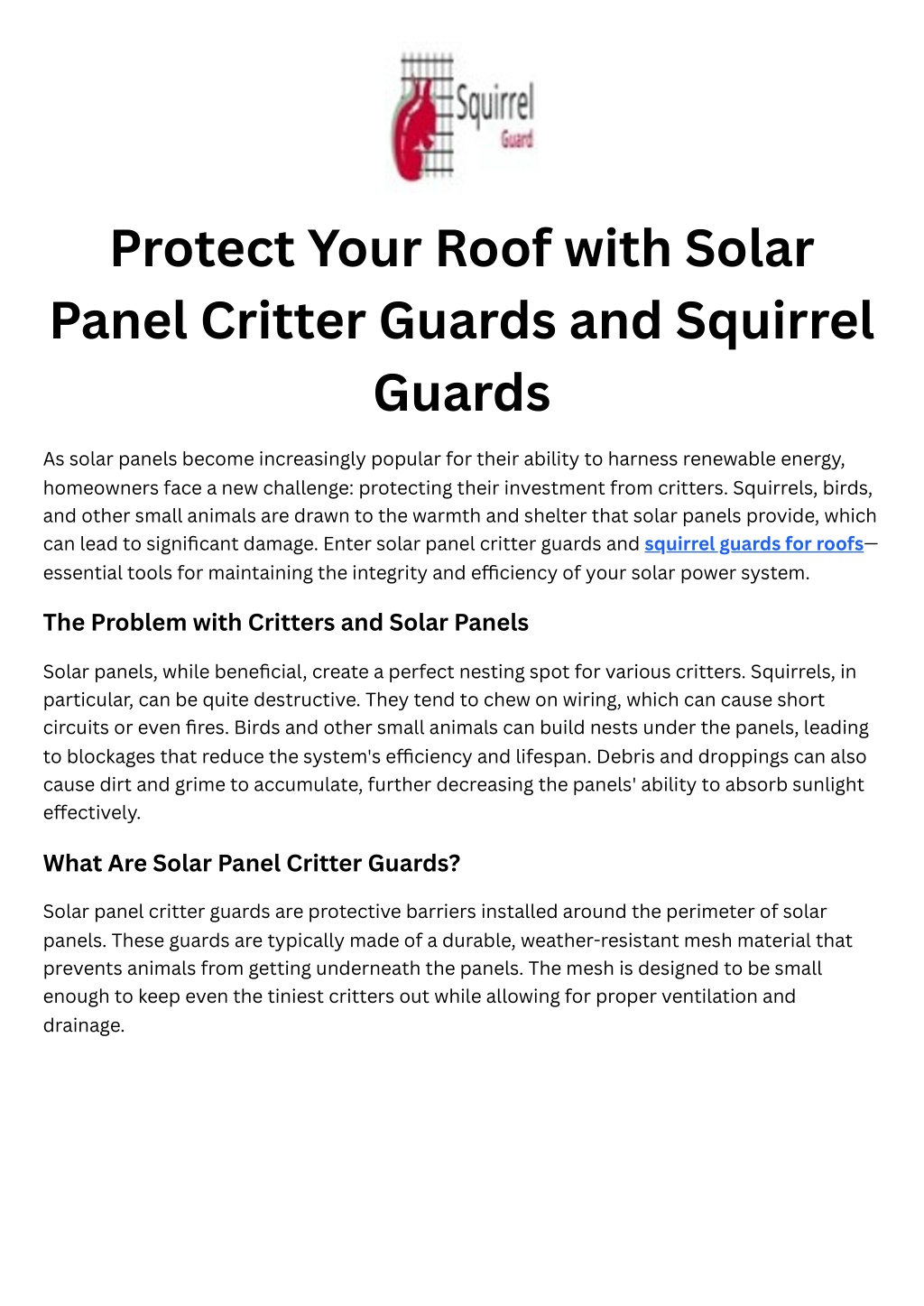 protect your roof with solar panel critter guards l.w