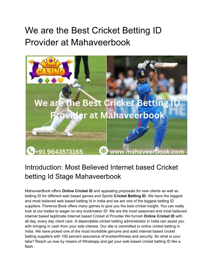 we are the best cricket betting id provider n.w