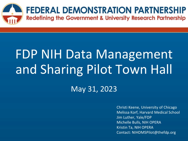 fdp nih data management and sharing pilot town n.
