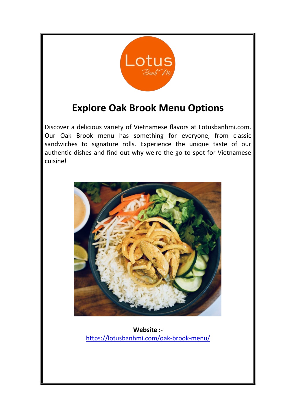 explore oak brook menu options l.w