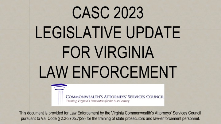 2023 Virginia Legislative Update for Law Enforcement