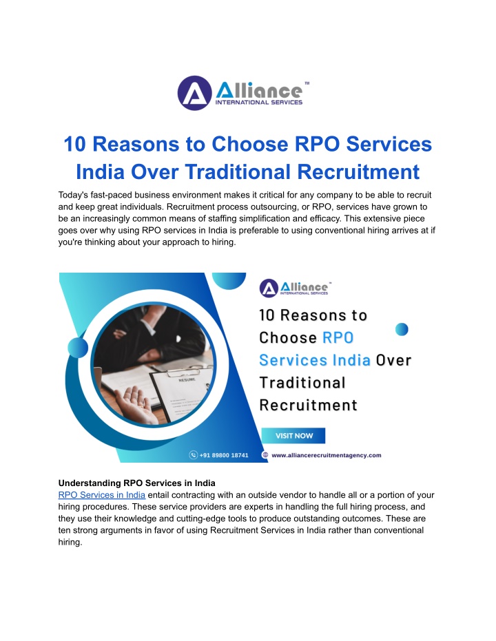 10 reasons to choose rpo services india over n.w