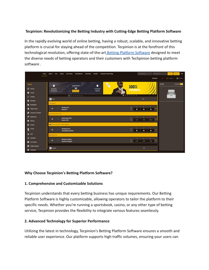 tecpinion revolutionizing the betting industry n.w