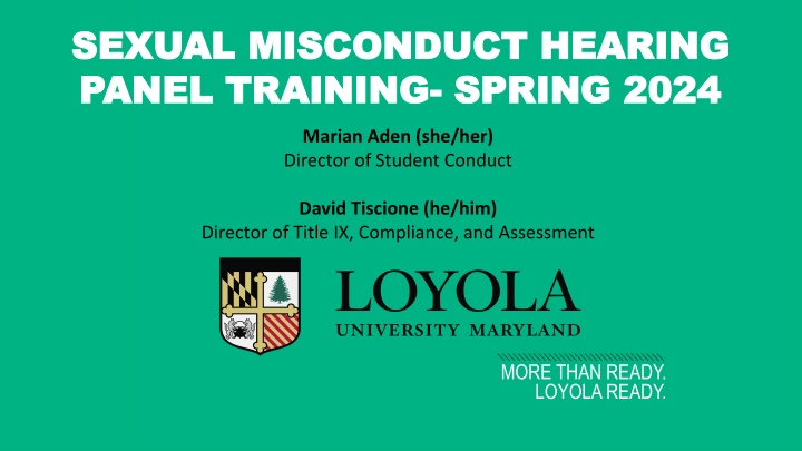 Loyola University Maryland Sexual Misconduct Policy Updates and Training Overview