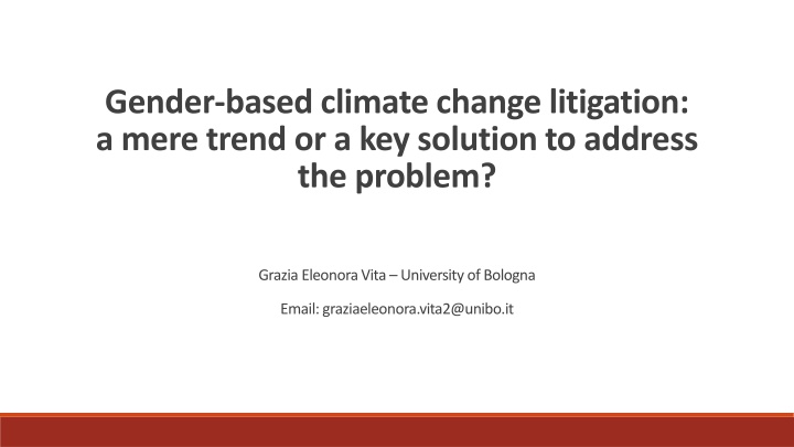 Gender-based Climate Change Litigation: A Key Solution?