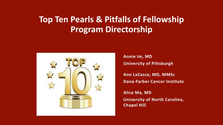 Insights on Fellowship Program Directorship