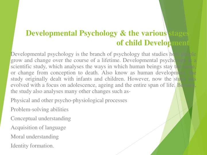 Developmental Psychology: Various Stages of Human Development