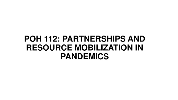 Resource Mobilization for Pandemic Preparedness