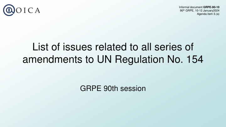 Issues Related to Amendments to UN Regulation No. 154 at GRPE 90th Session