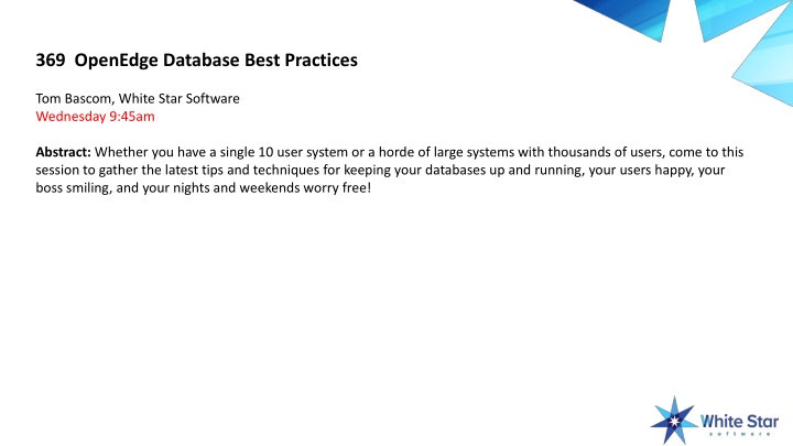 Best Practices for OpenEdge Database Management