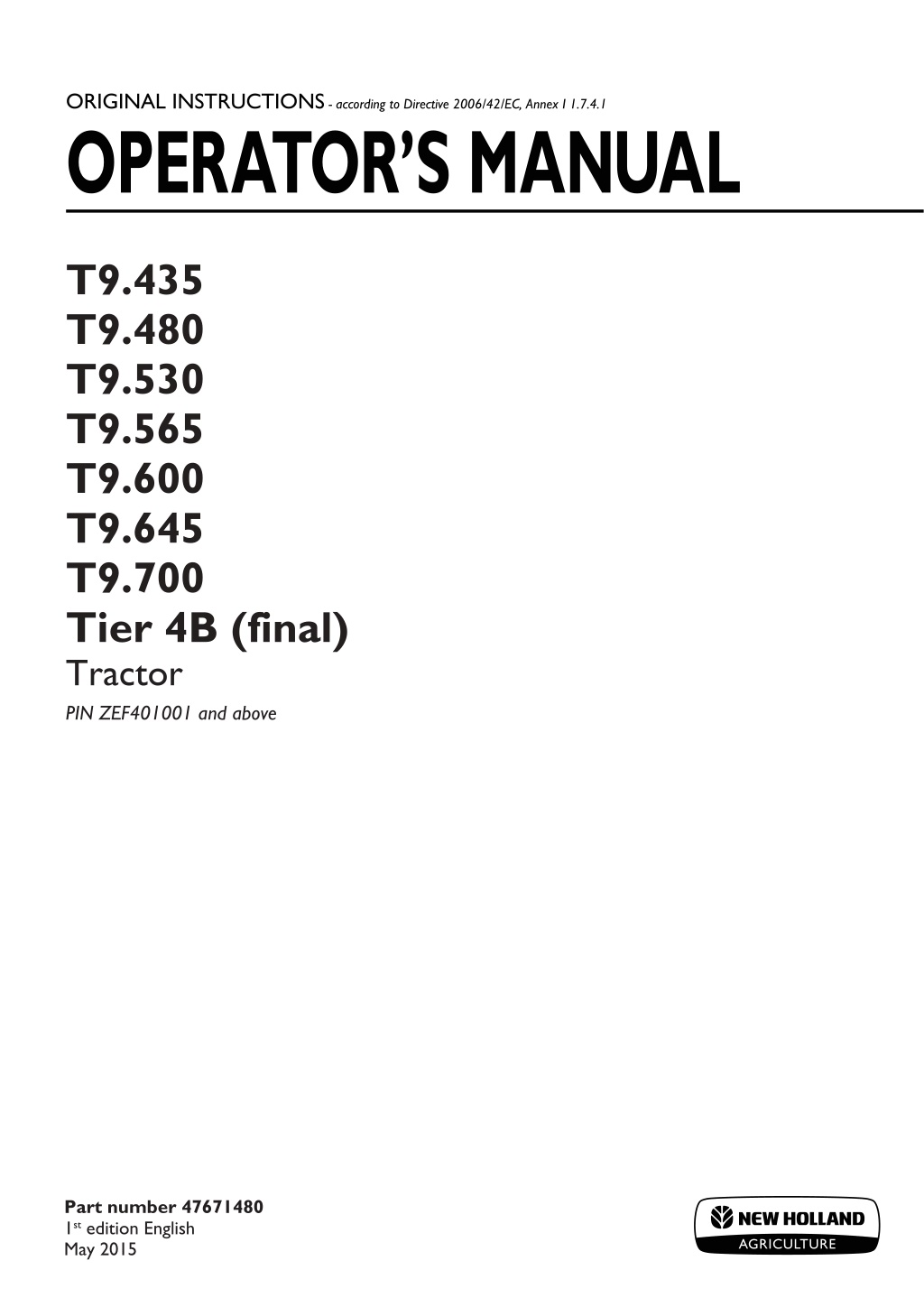 original instructions according to directive 2006 l.w