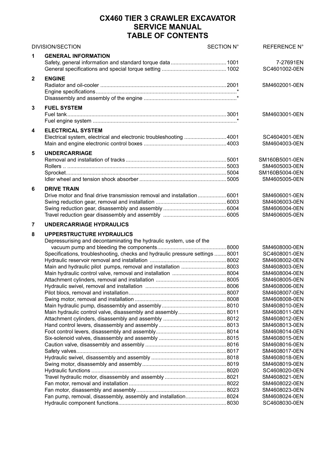 cx460 tier 3 crawler excavator service manual l.w