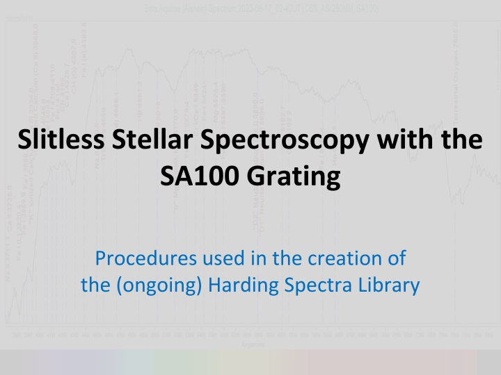 Slitless Stellar Spectroscopy with the SA100 Grating Procedures