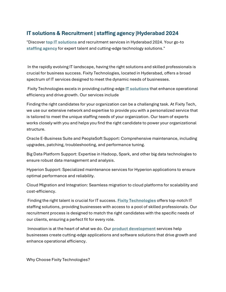 it solutions recruitment staffing agency n.w