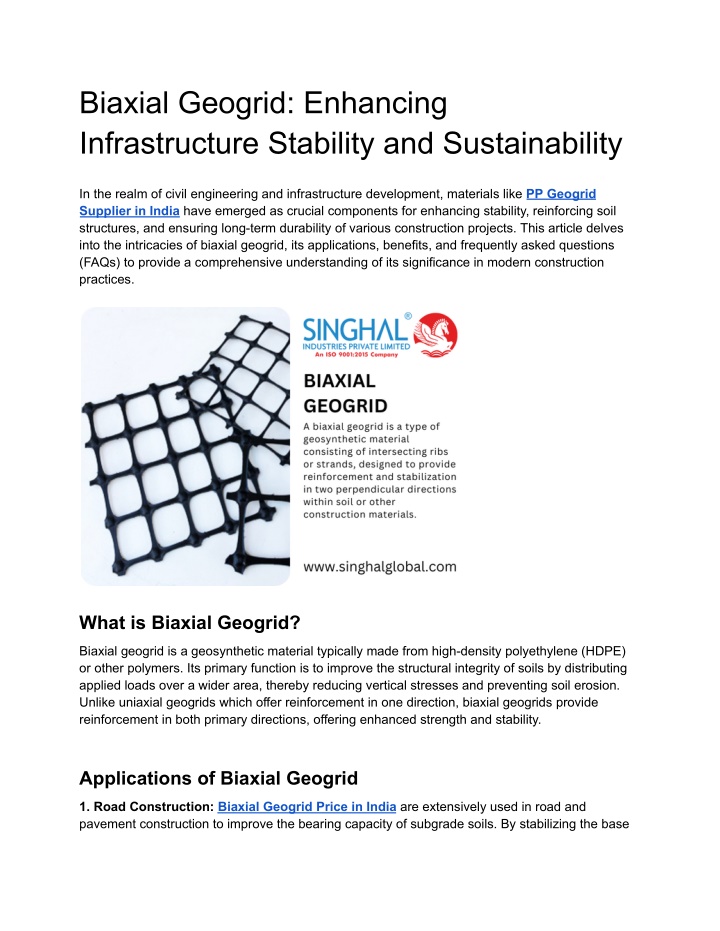 biaxial geogrid enhancing infrastructure n.w