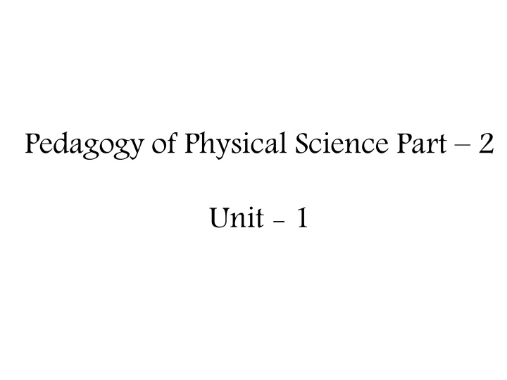 Pedagogical Shift in Physical Science: Constructing Knowledge Through Learner-Centered Experiences