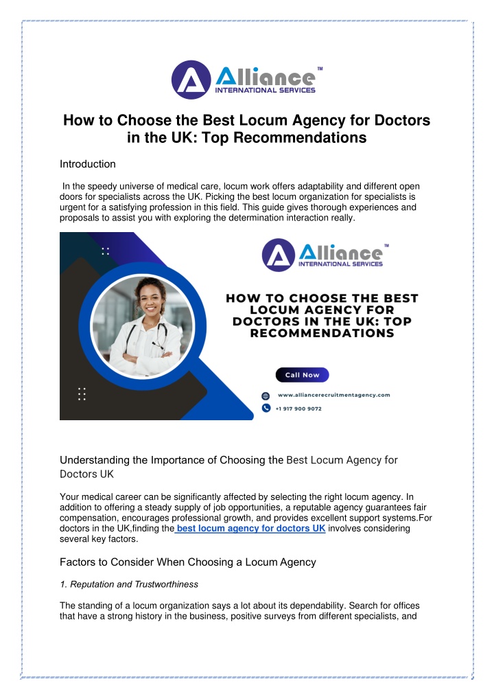how to choose the best locum agency for doctors n.w