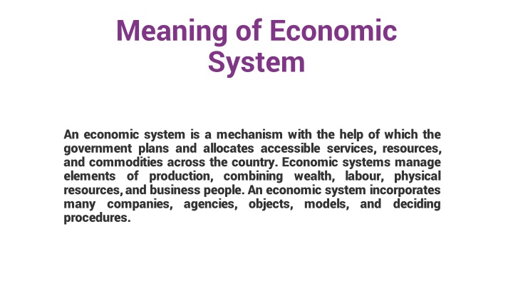 Economic Systems and Sectors