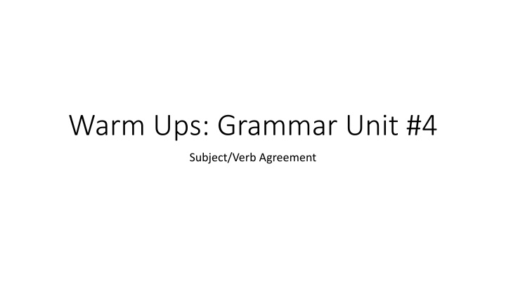 Subject/Verb Agreement Practice Exercises