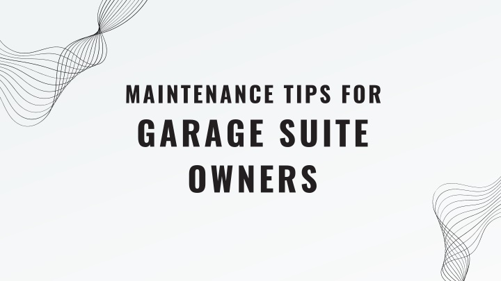 maintenance tips for n.w