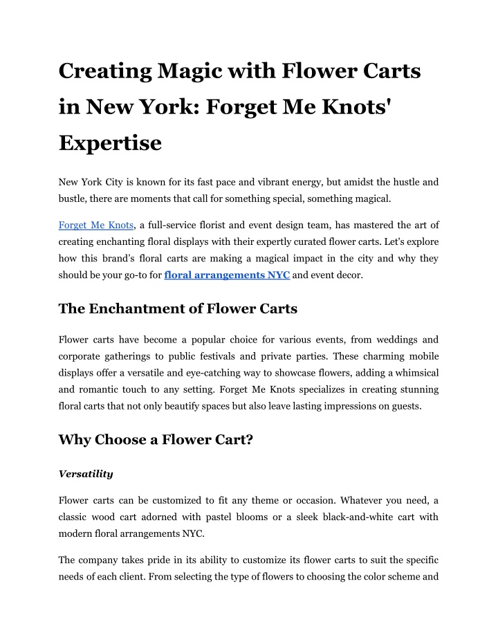 creating magic with flower carts n.w