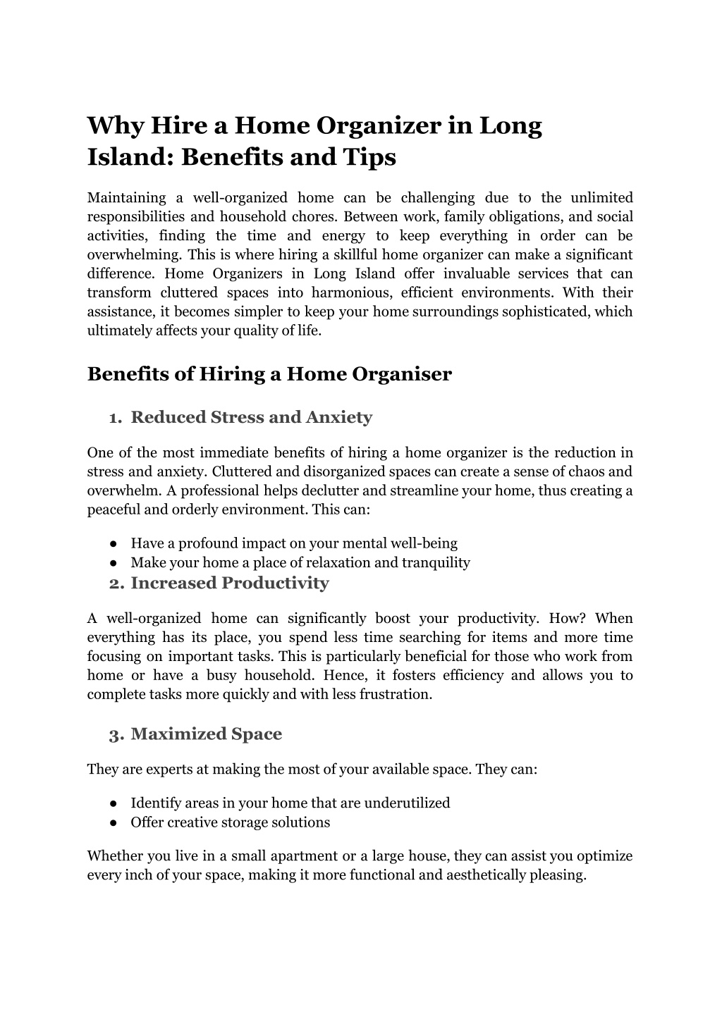 why hire a home organizer in long island benefits l.w