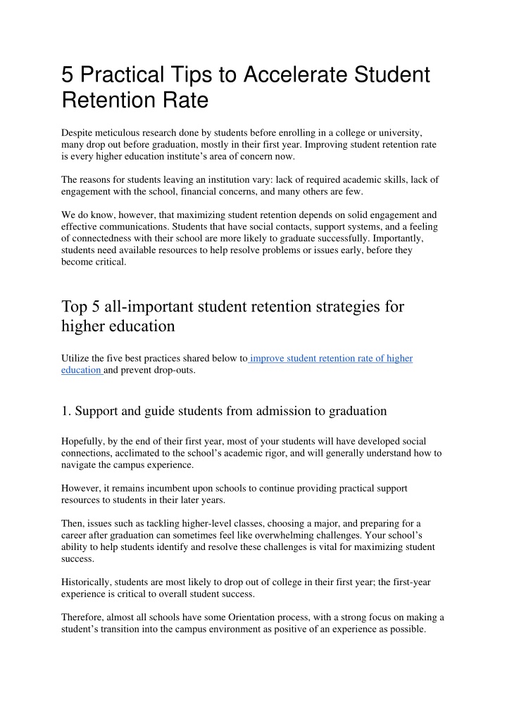 5 practical tips to accelerate student retention n.w