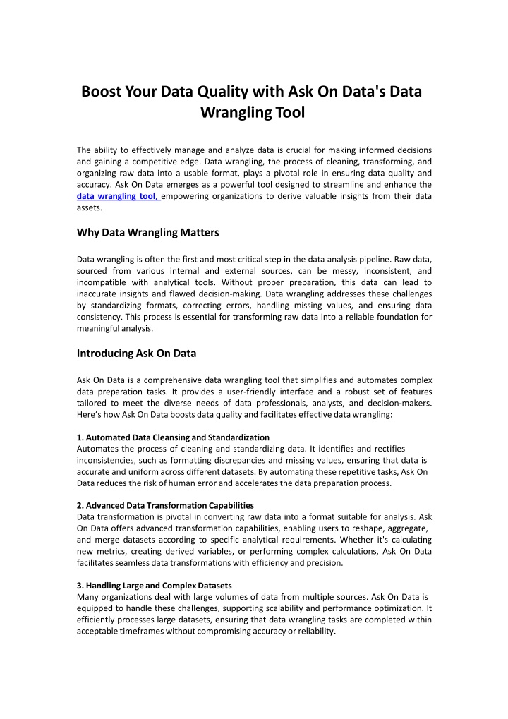Boost Your Data Quality with Ask On Data