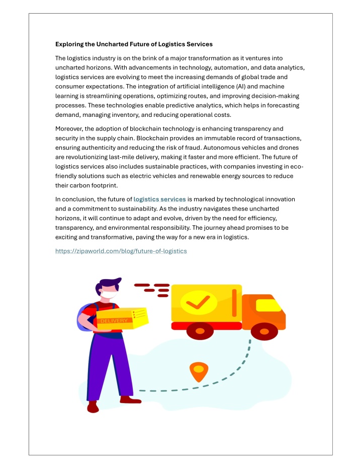 exploring the uncharted future of logistics n.w