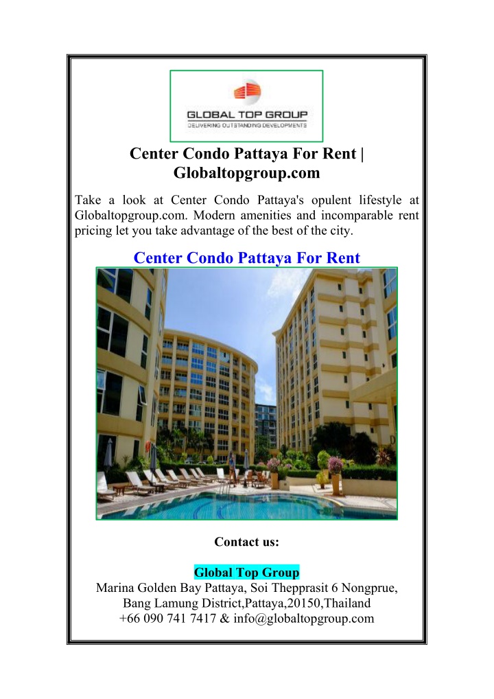 center condo pattaya for rent globaltopgroup com n.w