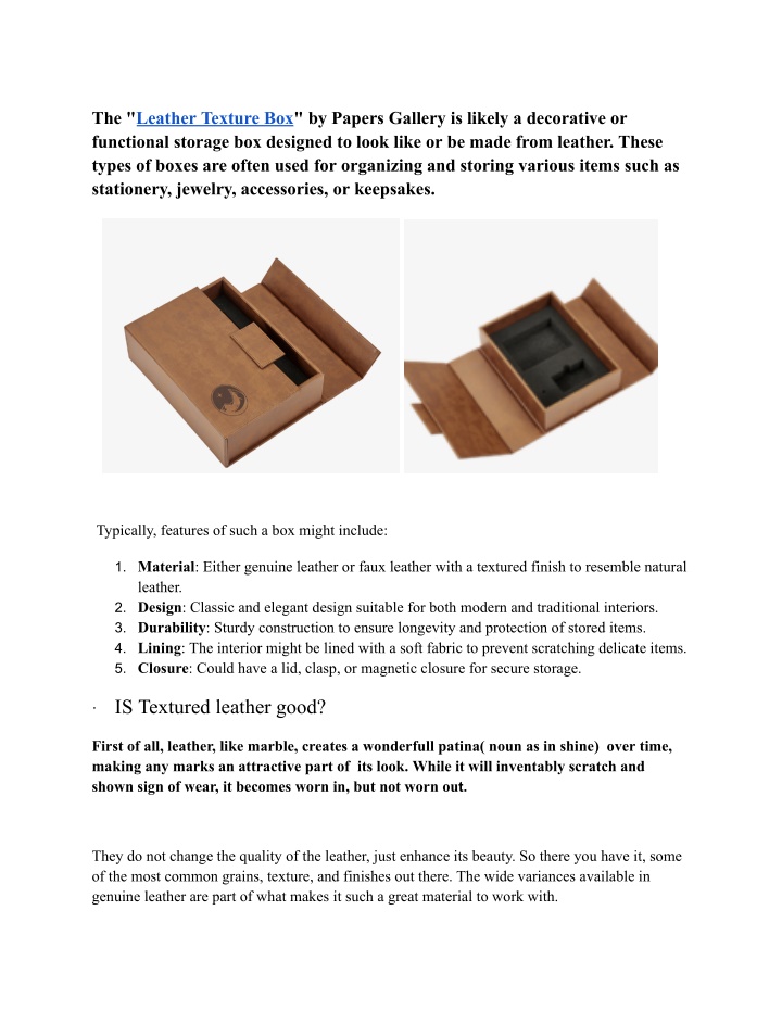 the leather texture box by papers gallery n.w