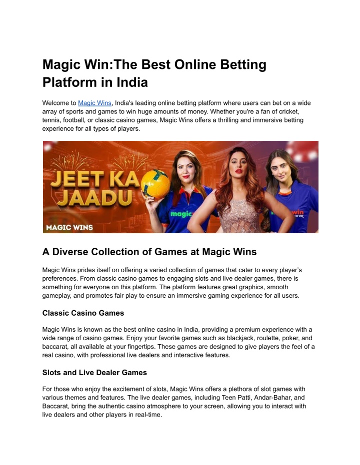 magic win the best online betting platform n.w