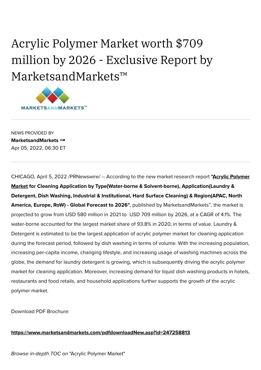 acrylic polymer market worth 709 million by 2026 l.w