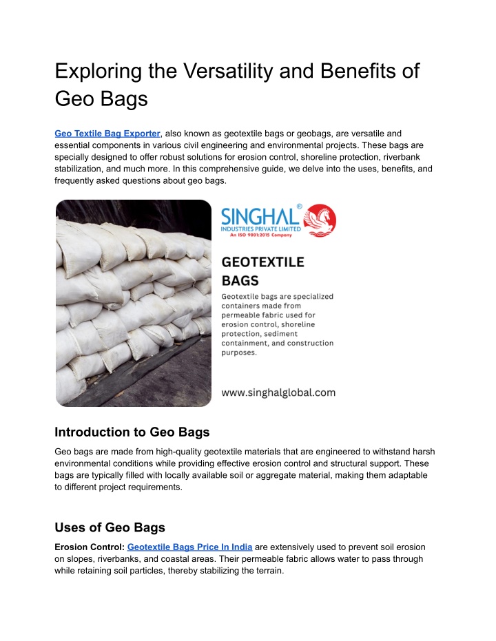 exploring the versatility and benefits of geo bags n.w