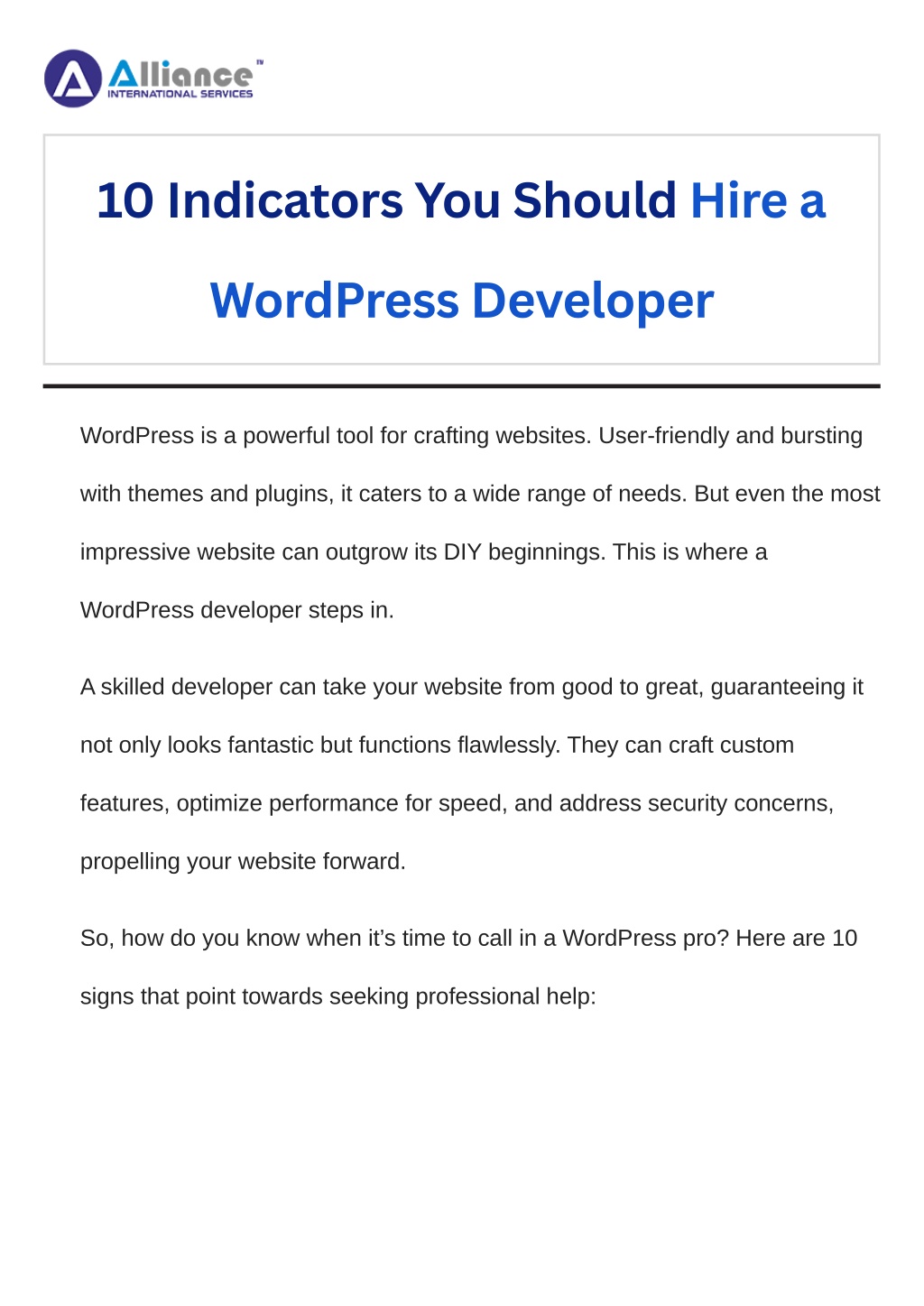 10 indicators you should hire a l.w