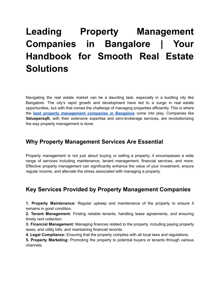 leading companies handbook for smooth real estate n.w